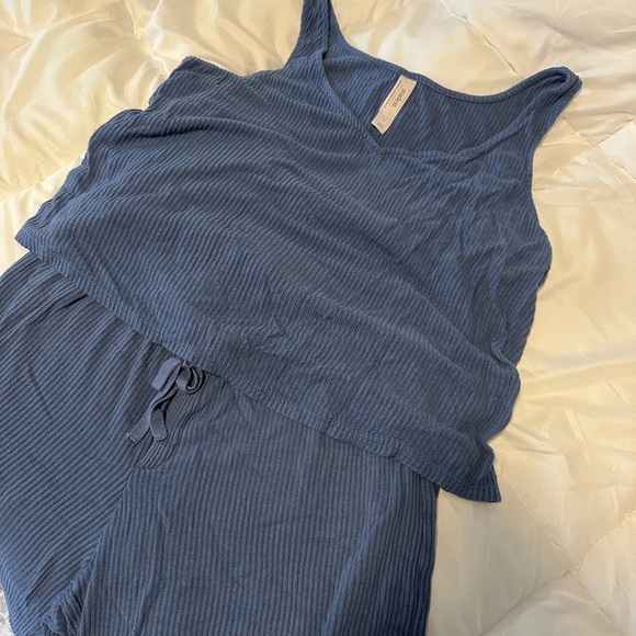 Auden Blue Ribbed Pajama Set - Picture 2 of 7